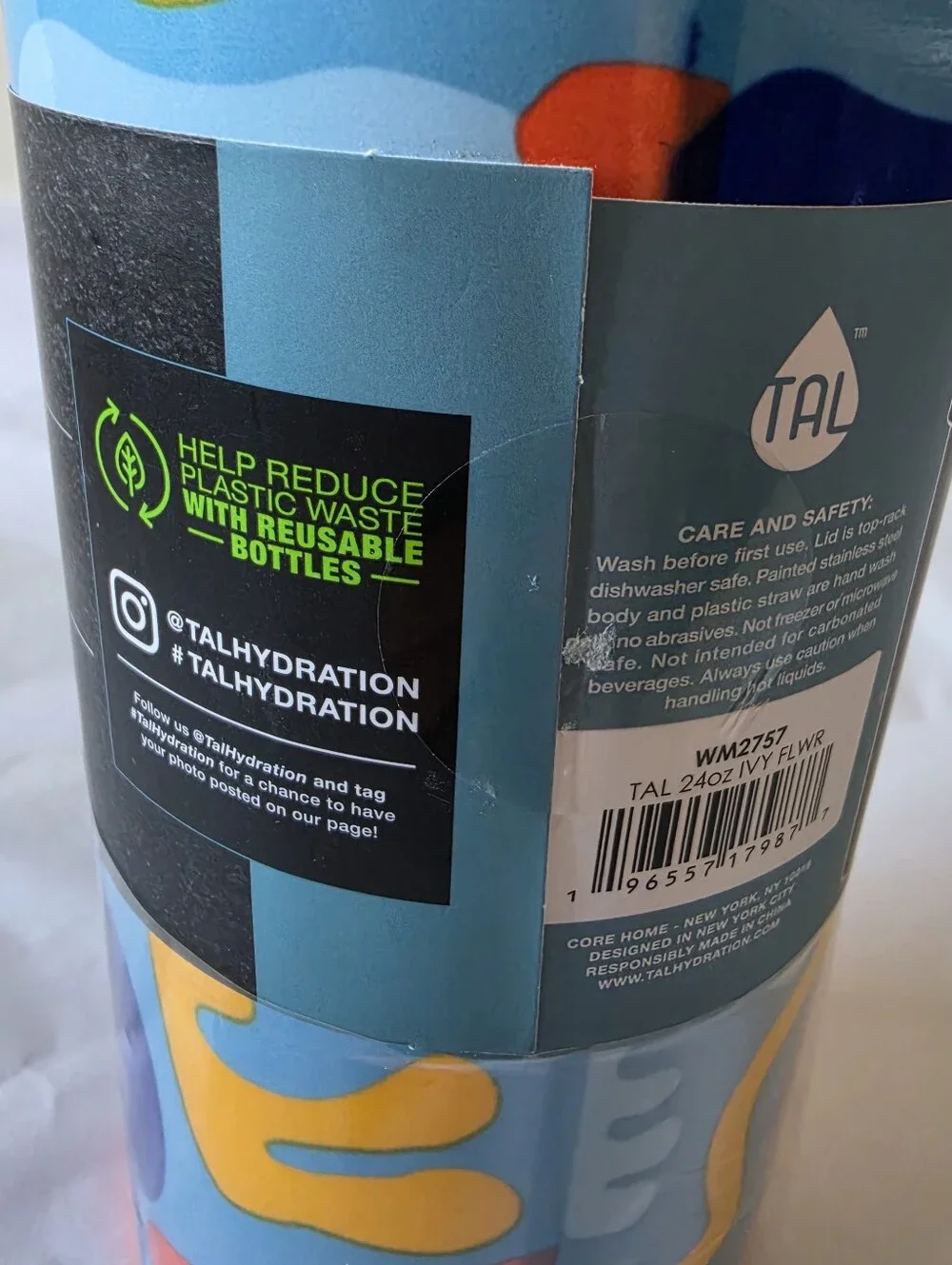 TAL Stainless Steel Double Wall Ivy Tumbler With Straw 24 oz. Multi-Color NWT